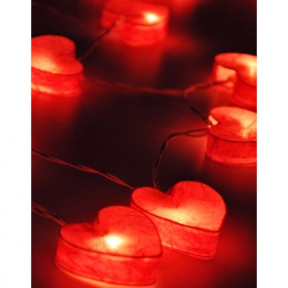 Heart Paper Lantern String Lights - Red